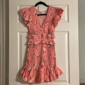 LoveShackFancy pink and white mini dress, S